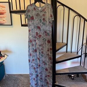 LuLaRoe Gray Dress with Floral Accents